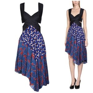 Stella McCartney Runway Mixed Media Cut Out Dress Pleated Silk Asymmetrical Hem